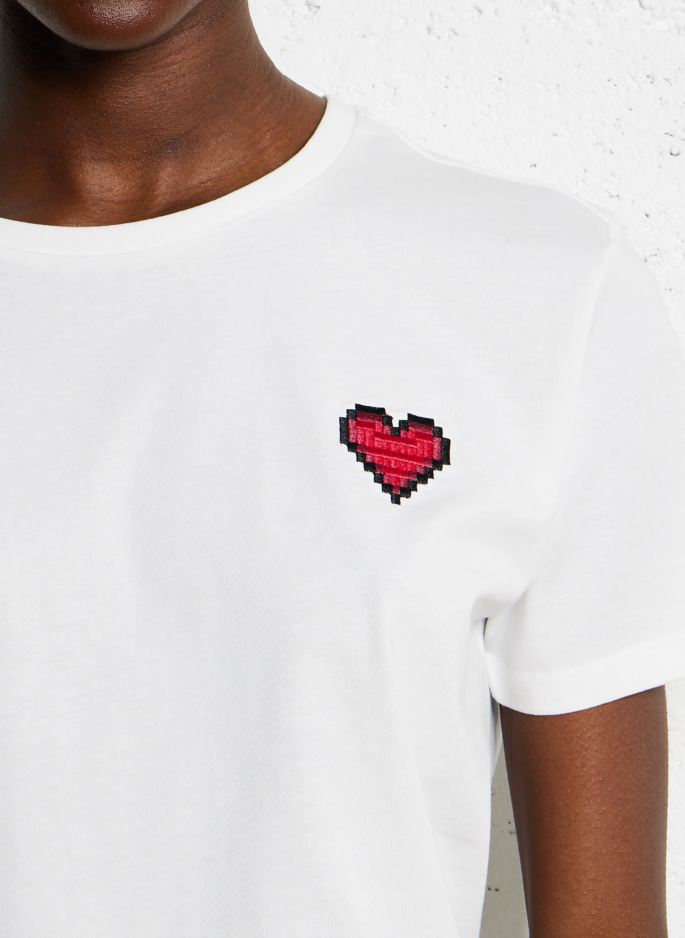 Tee-shirt droit col rond en coton | Blanc