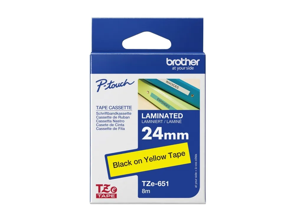 Brother TZe-651 labeltape - sort på gul 24mm x 8m