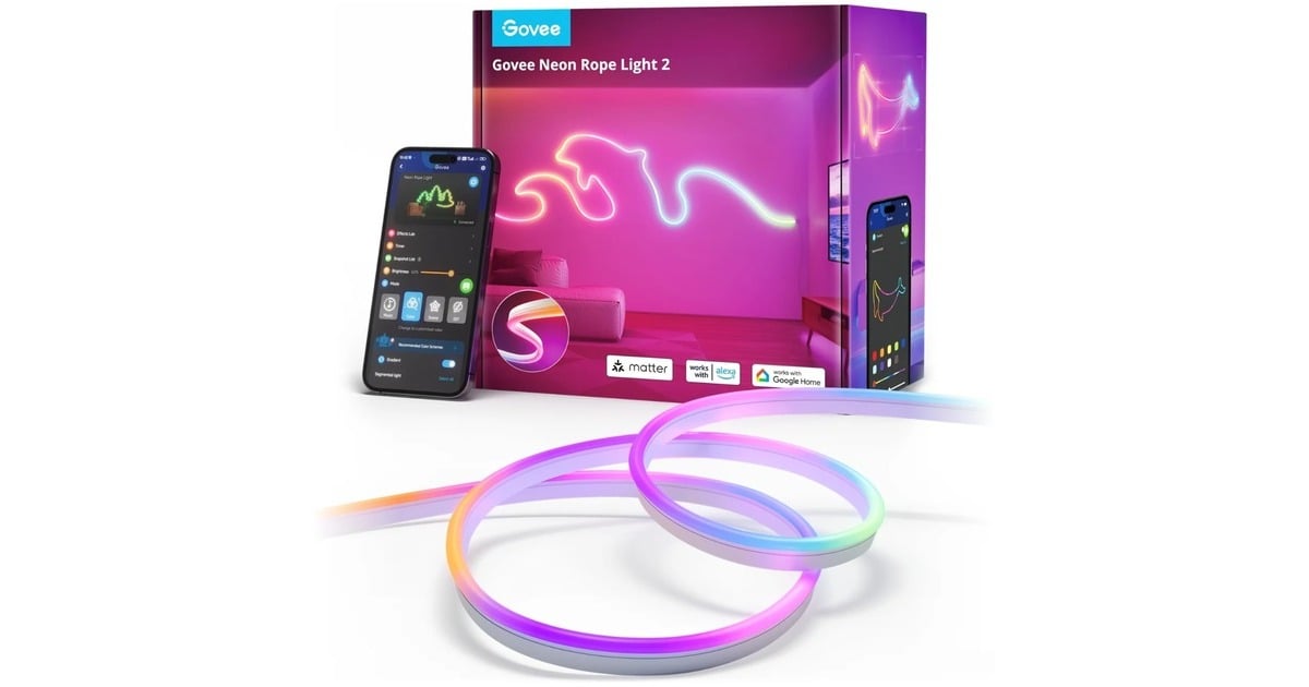 GoveeNeon Rope Light 2 ledstrip  (Wit, 4 meter, 2,4GHz wifi, Bluetooth)