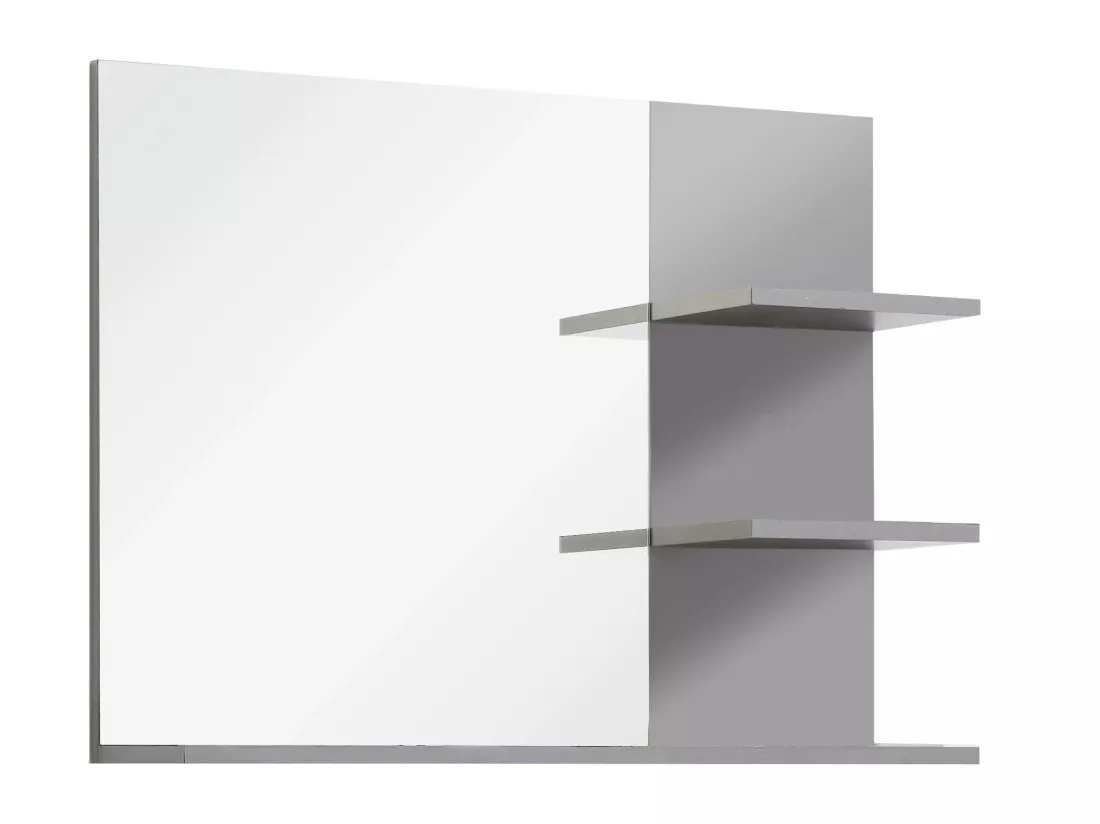Meuble de salle de bain. Miroir avec tablettes, LED non inclu; mélaminé gris ciment. L - H - P : 72 | 57 | 20 cm.