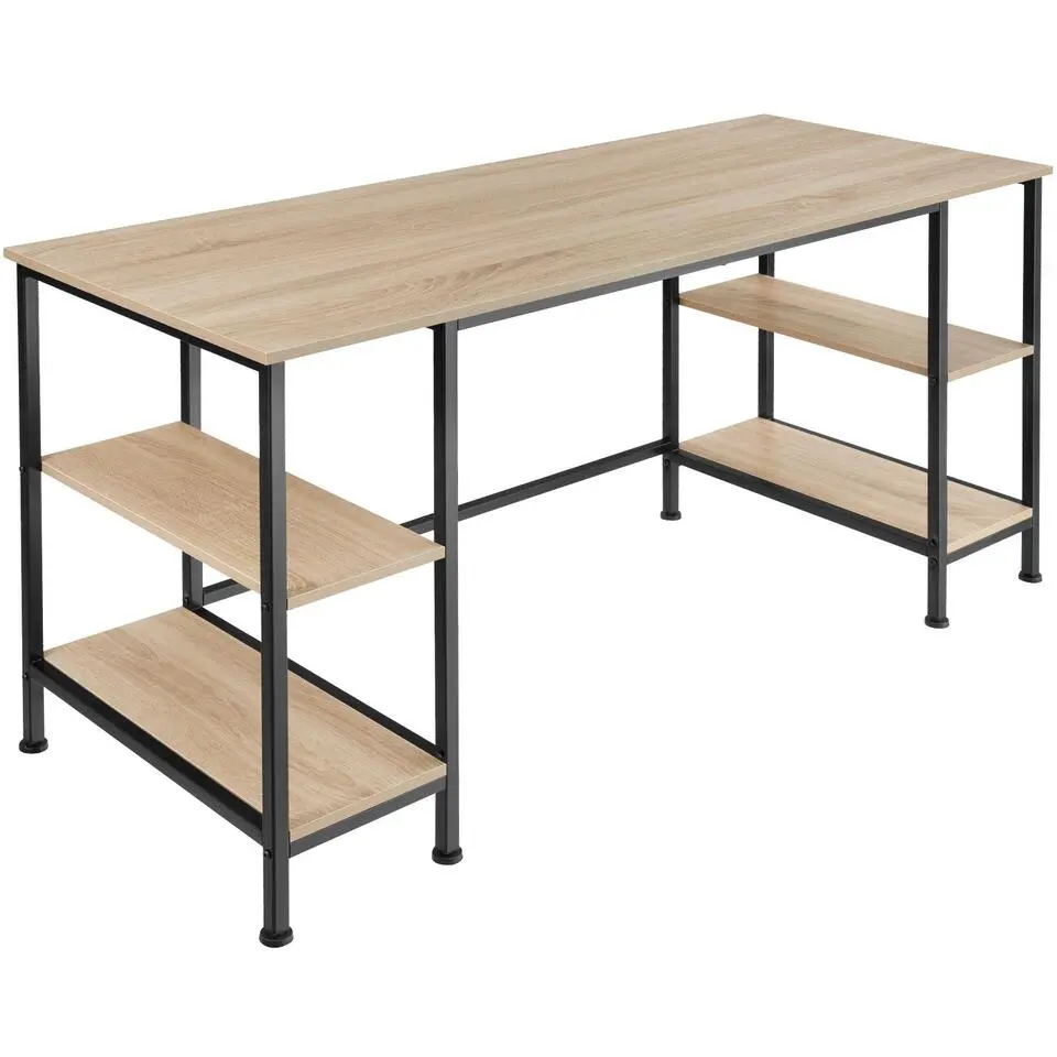 tectake Bureau Stoke 137x55x75cm, Industrieel Licht Hout, Eiken Sonoma