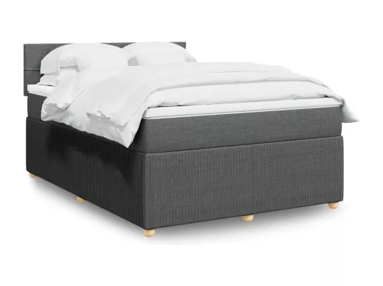 Sommier à lattes de lit avec matelas Gris foncé 140x190cm Tissu