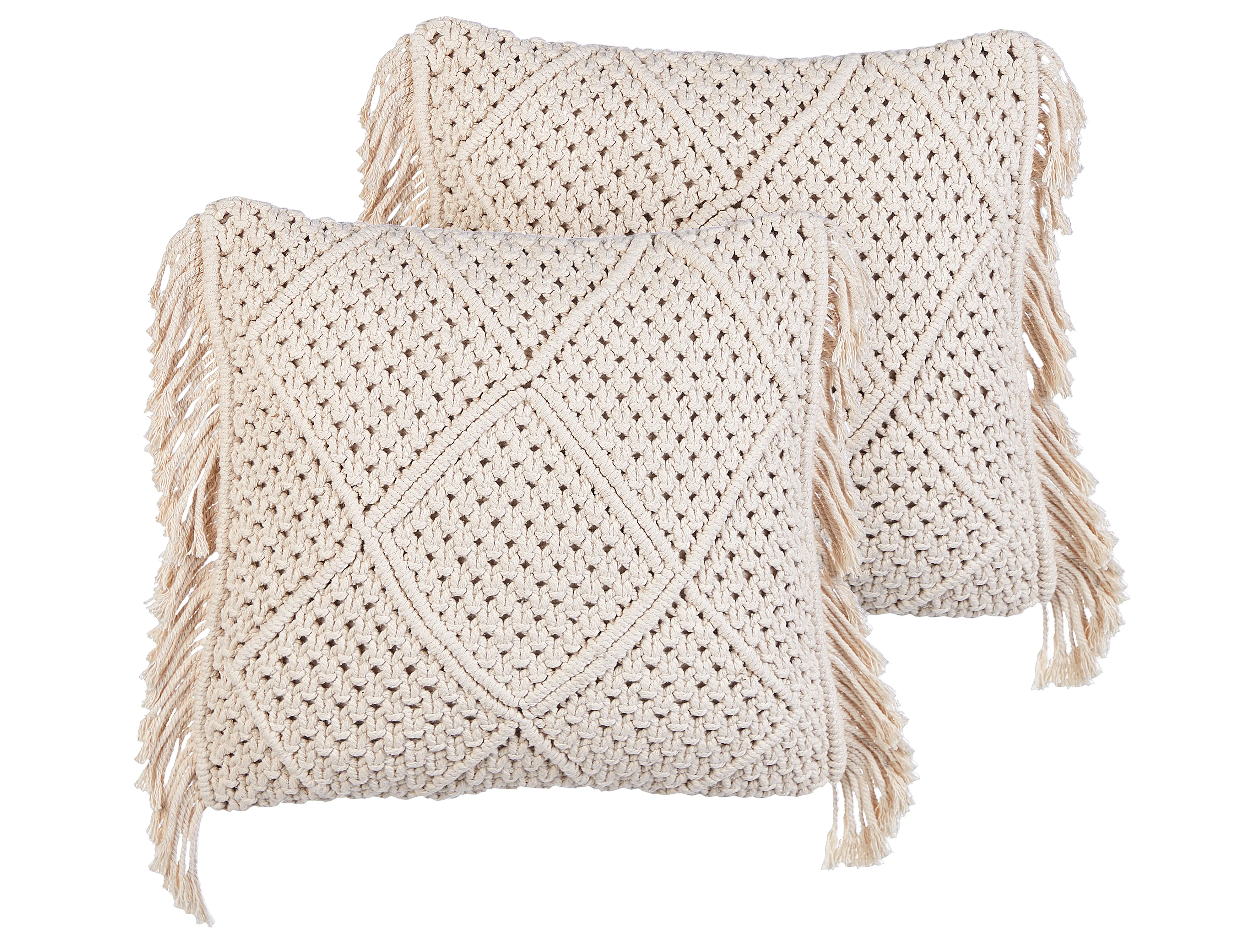 Set van 2 sierkussens BESHAM Katoen 45 x 45 cm Lichtbeige geometrisch patroon