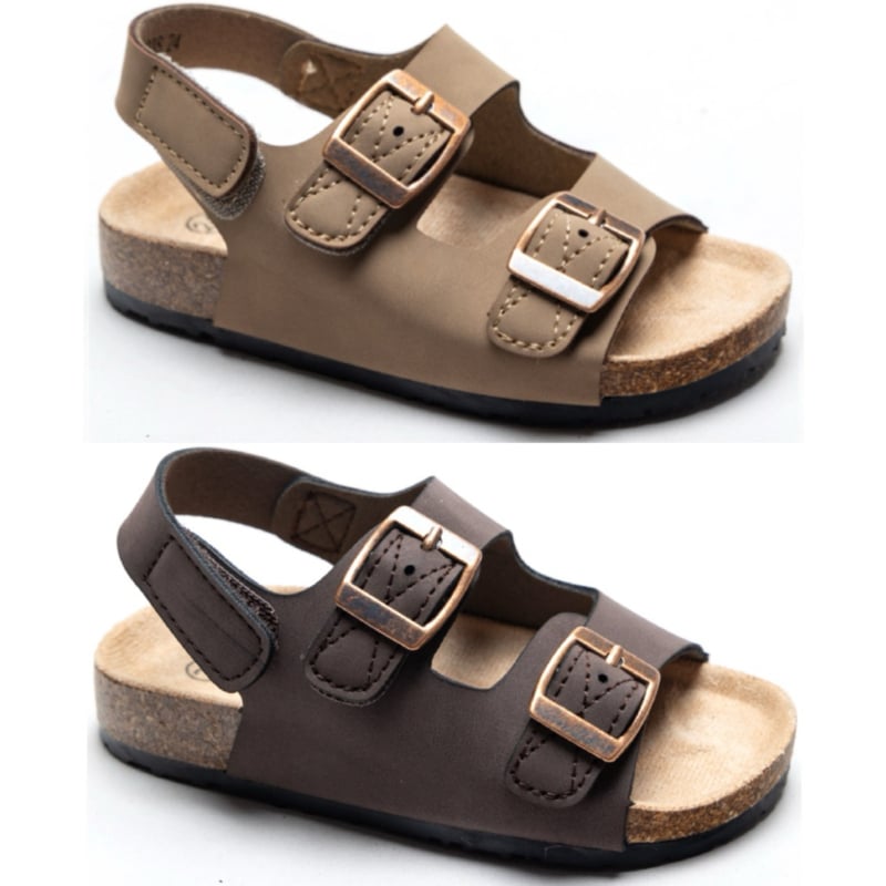 Buckled boys sandals - taupe or brown