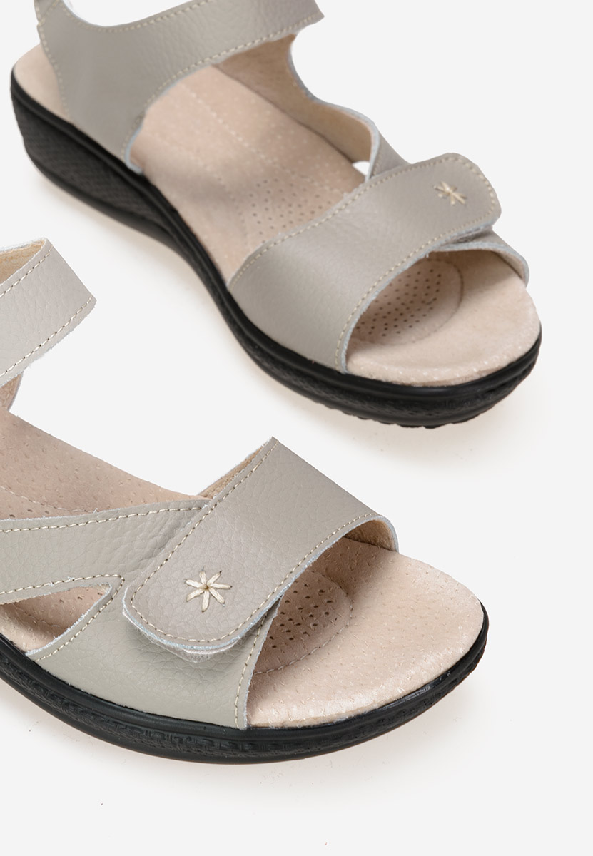 Sandales en cuir femme grise Cruella