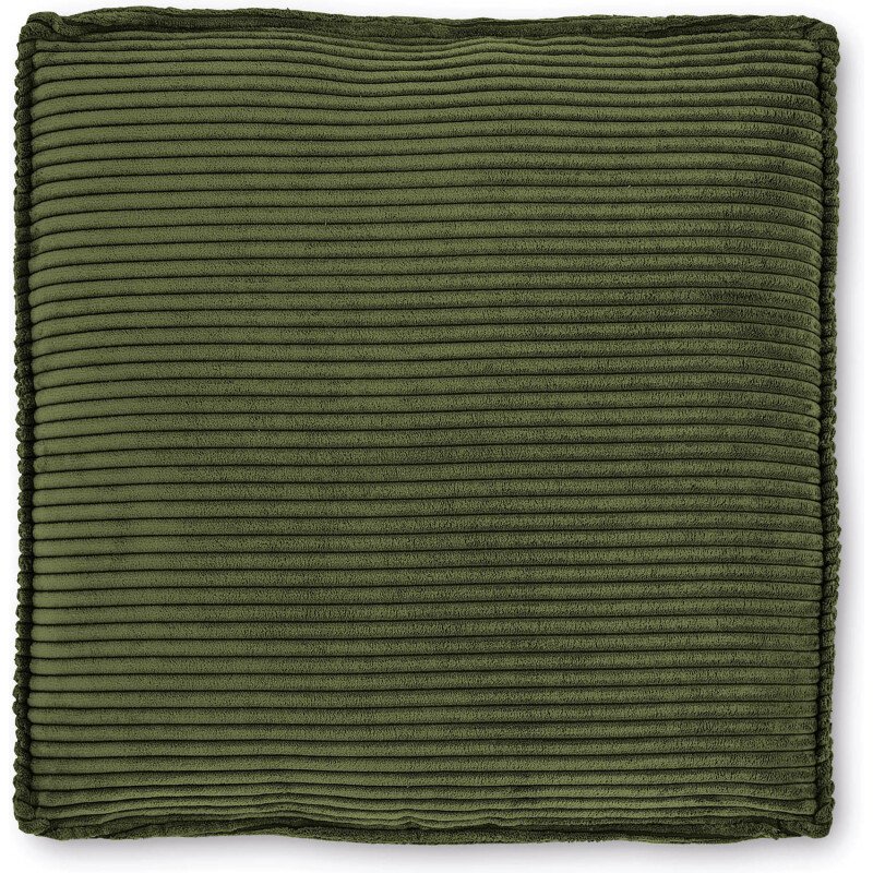 Coussin Blok en velours côtelé épais vert 60 x 60 cm