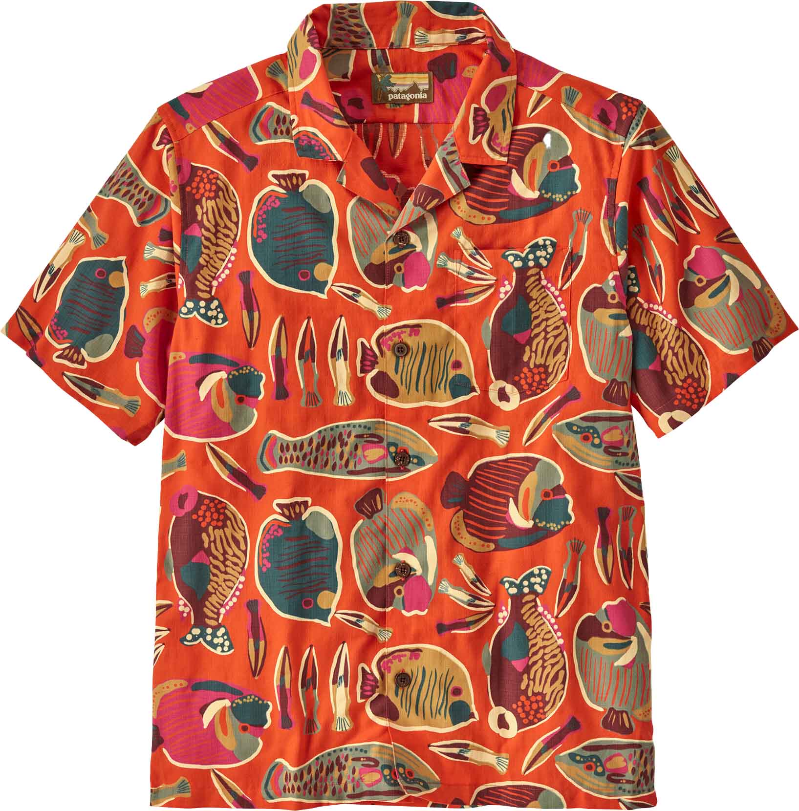 Tidal Threads Camp Shirt Herre Wrasse: Pollinator Orange