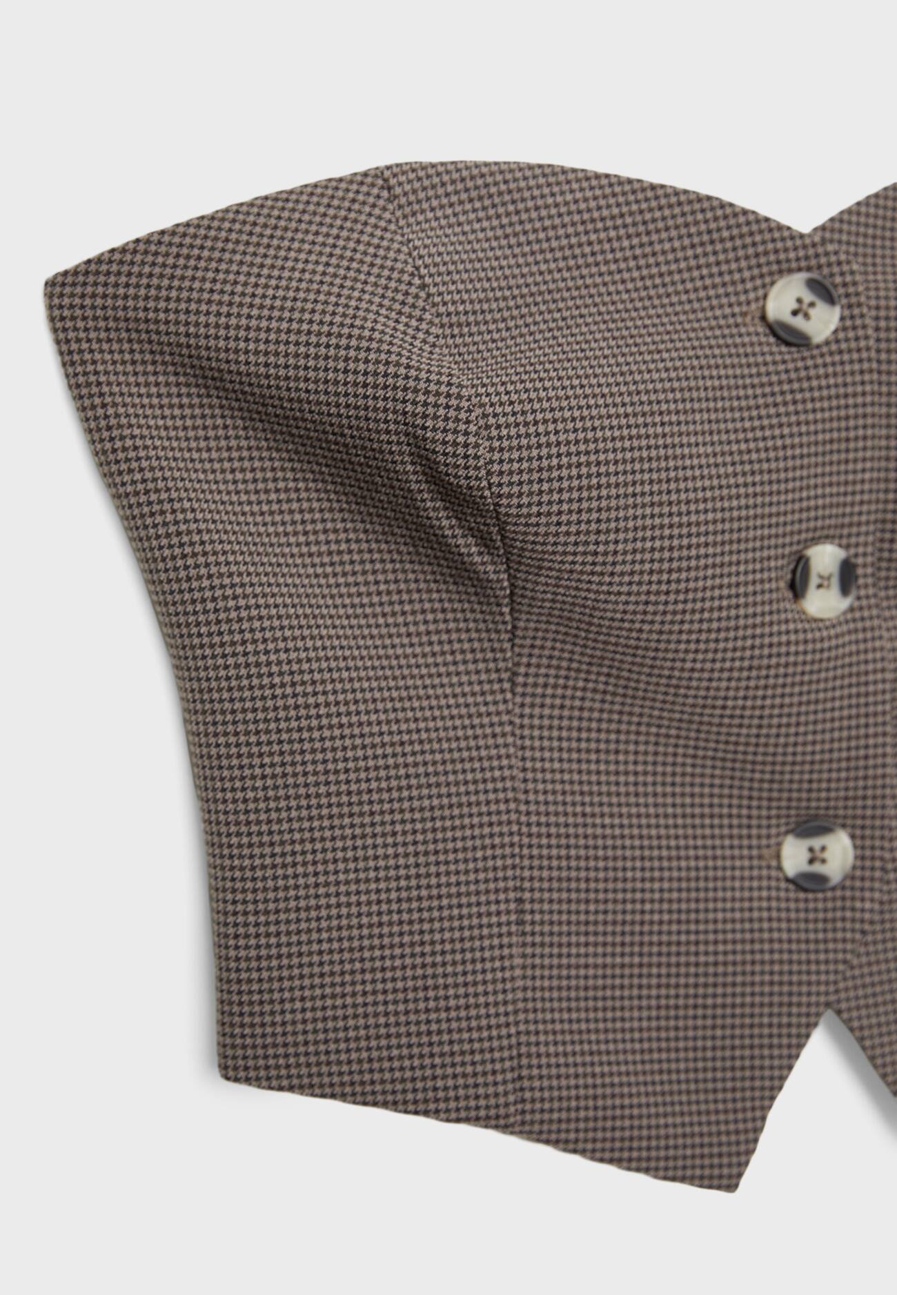 Top bandeau em estampa pied-de-poule