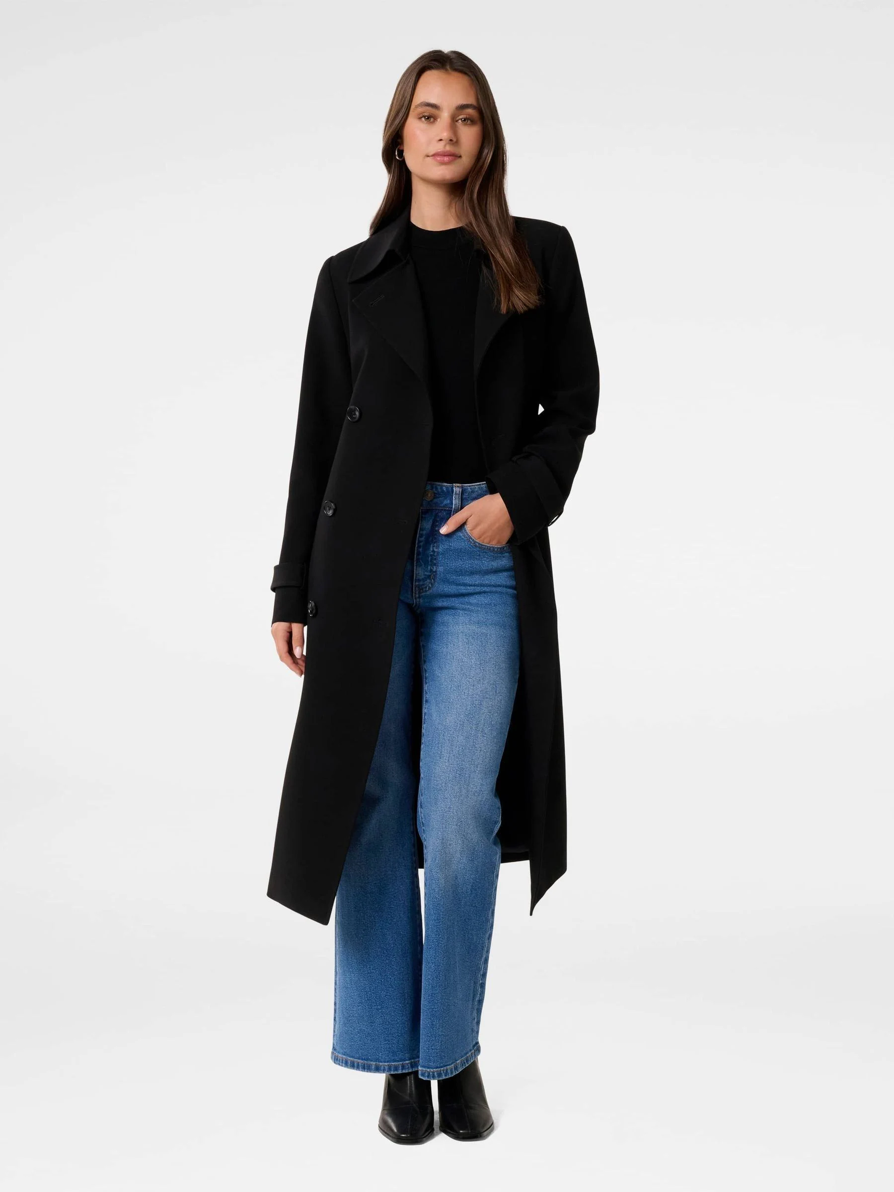 Zwart - Forever New Leanne Crepe Trench Coat