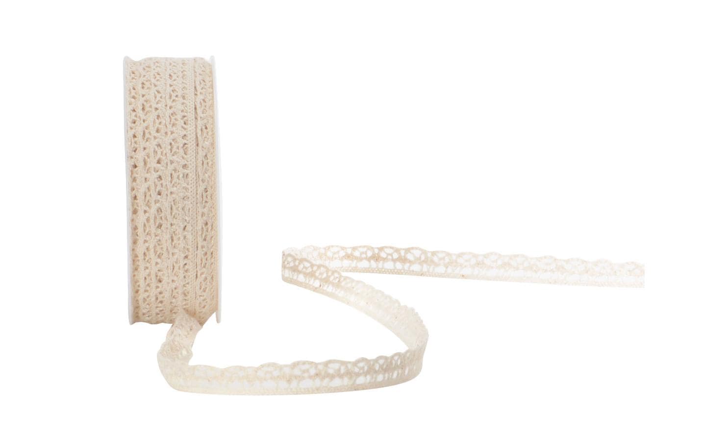 Spitzenband Liza Spitzen 10 mm x 10 m, BeigeBand für Geschenke