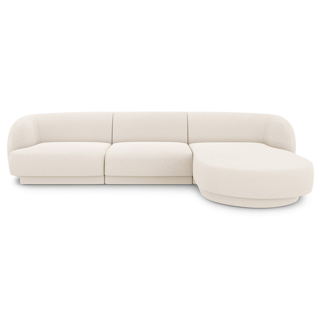 Micadoni Canapé d'angle Droit Miley Bouclé 4 Places beige - 259x155x74 cm