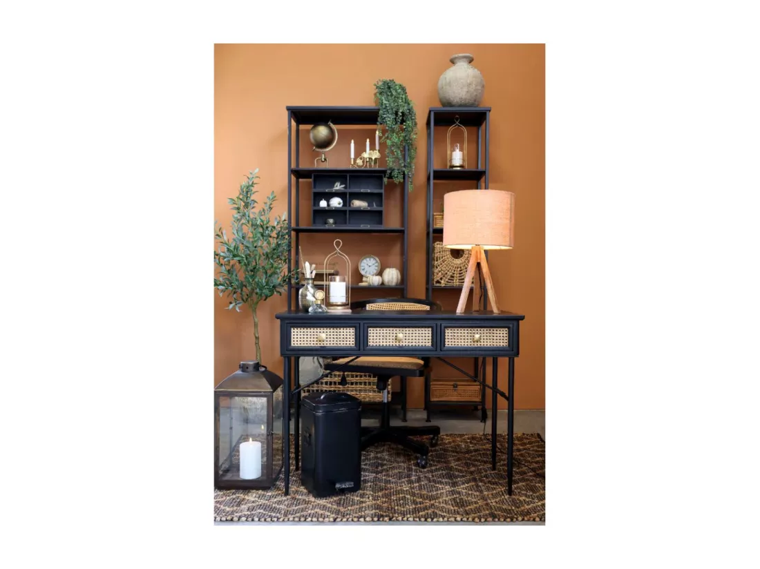 Chaise de bureau en bois noir et marron 60 x 60 x 80 cm