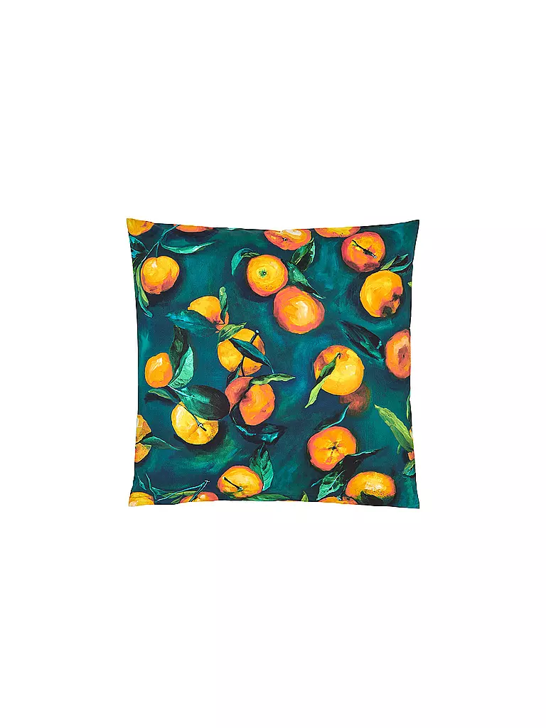 CHRISTIAN FISCHBACHER Satin Kissenbezug 70x90cm Orangerie Blau/Orange blau