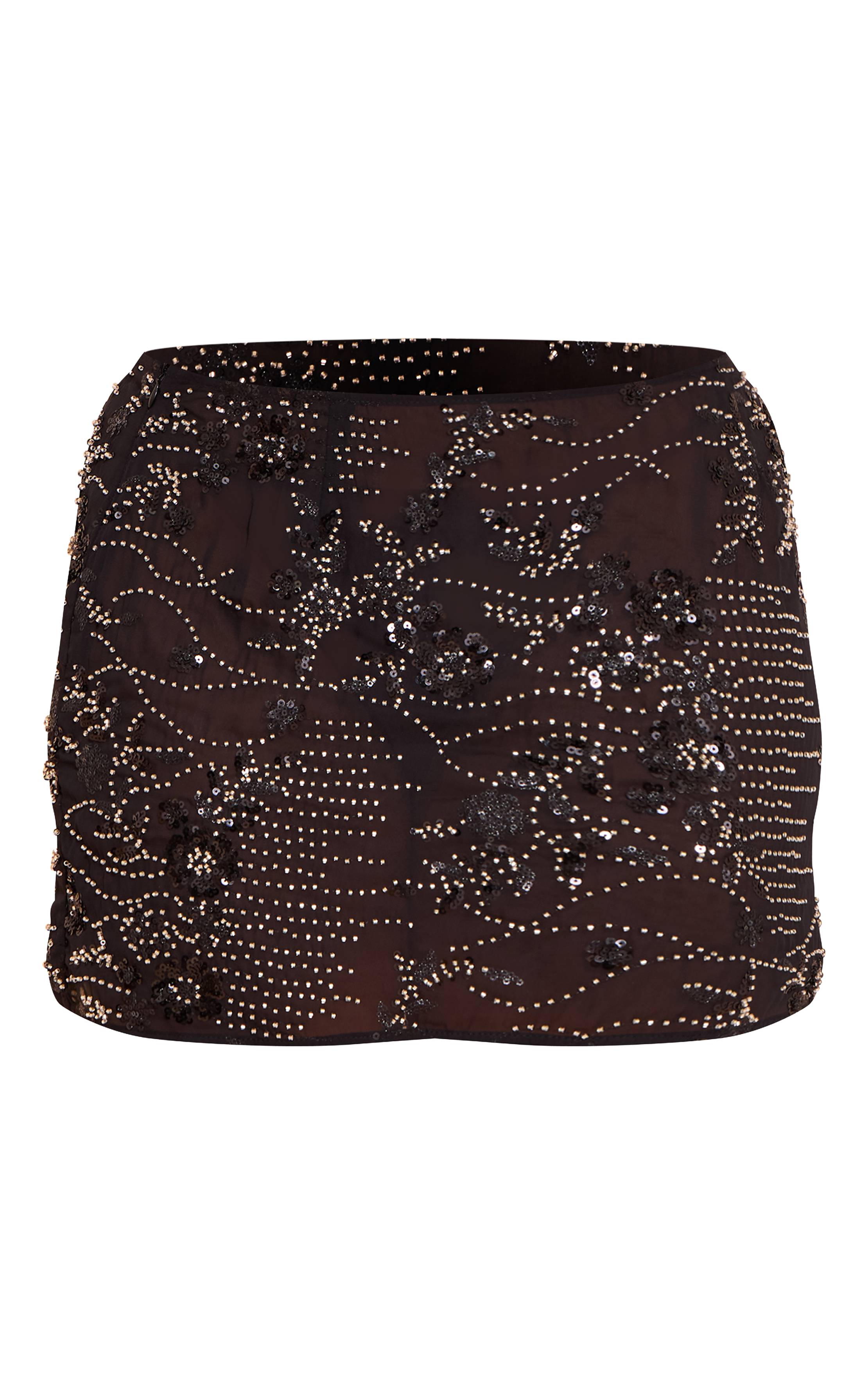 Noir Jupe Mini À Sequins Floraux Shape Co-ord