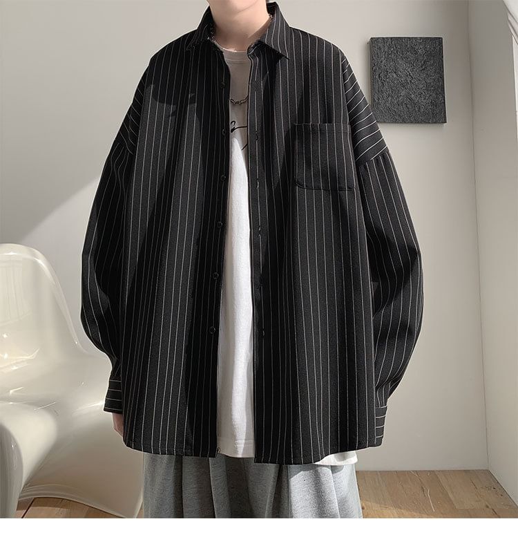 Savenne - Oversized overhemd met pofmouwen, gestreepte zakdetails
