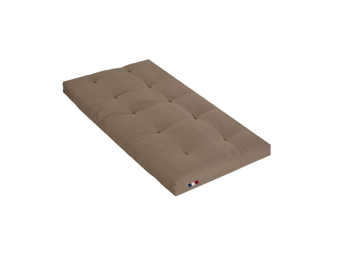 Matelas futon coeur en mousse à mémoire de forme, taupe 90x190