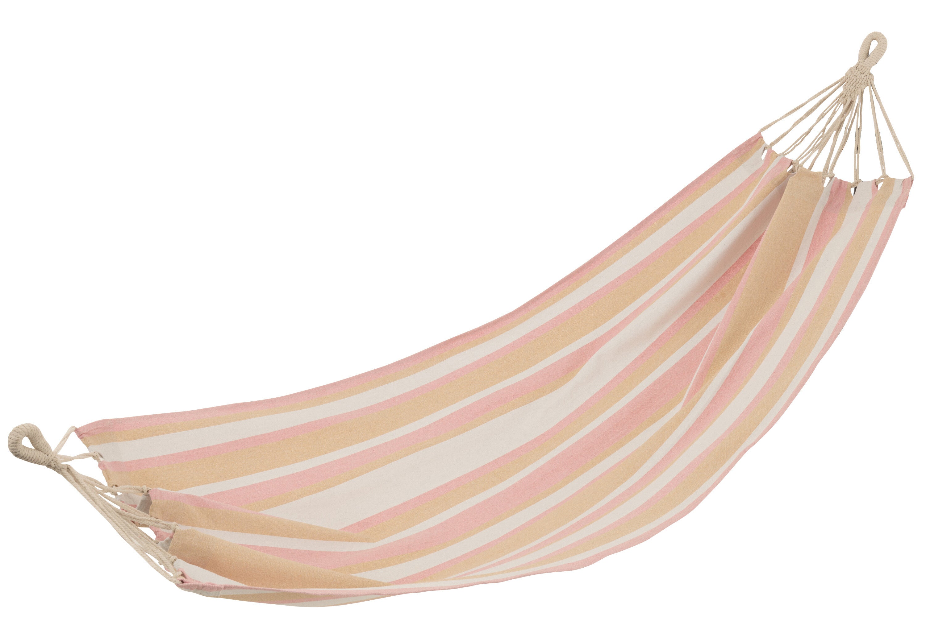 J-Line hangmat Strepen - katoen|polyester - wit|beige|lichtr