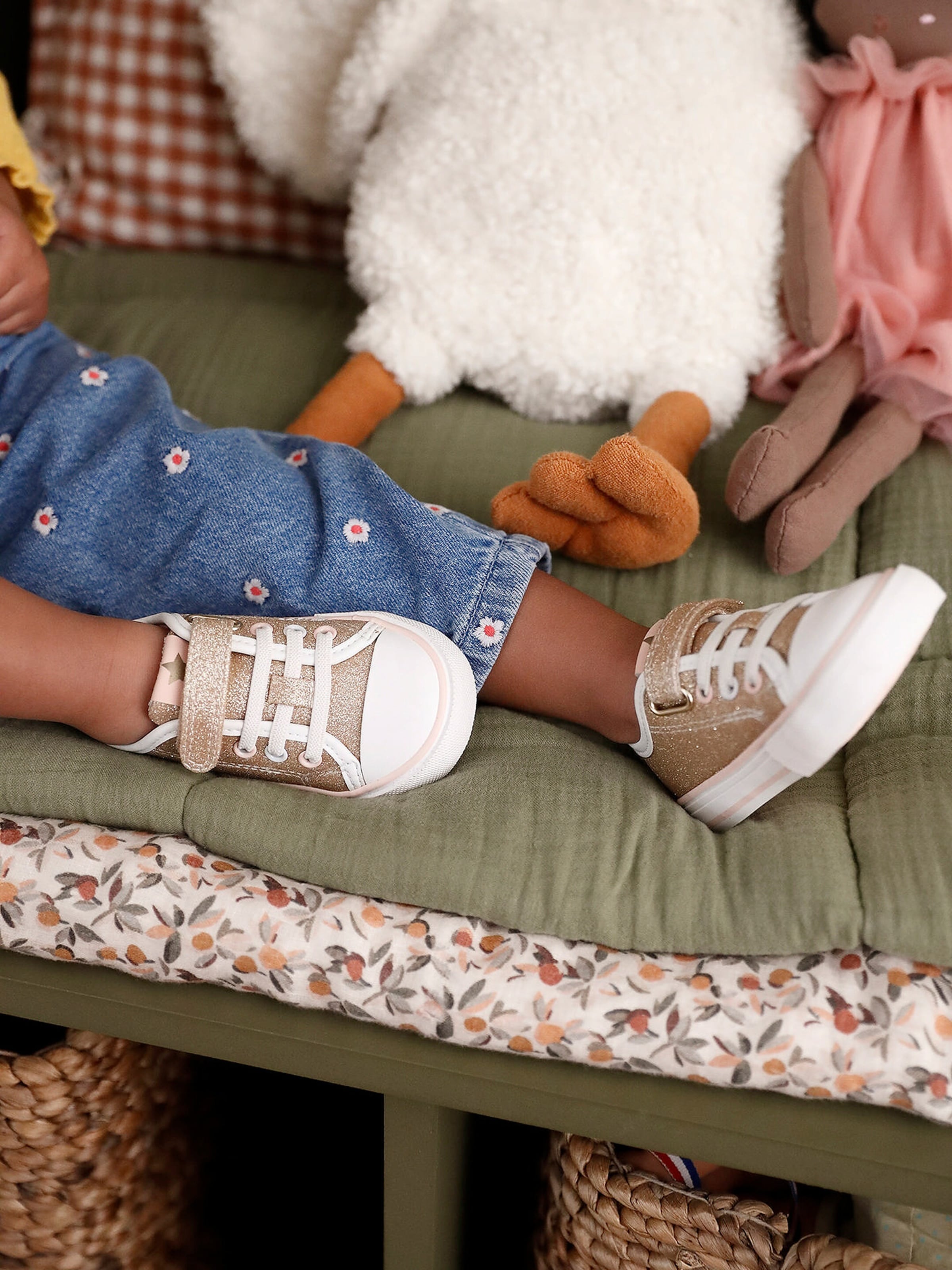 Vertbaudet Baby Sneakers mit elastischer Schnürung gold