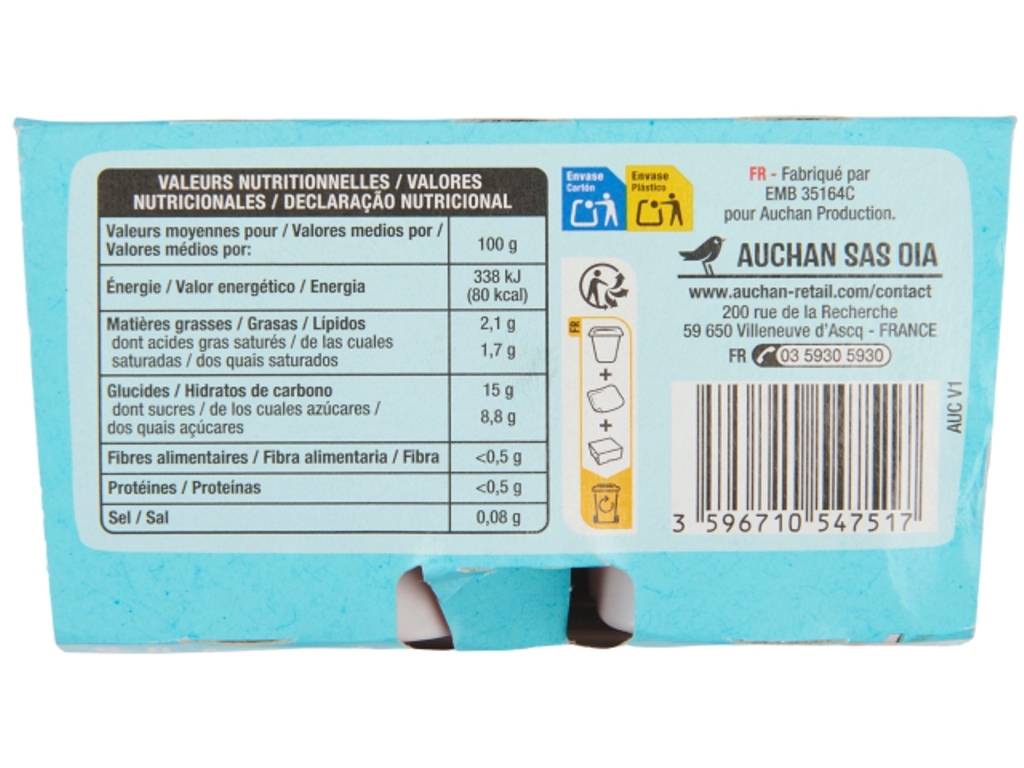 COCOGURTE AUCHAN MORANGO 4X100G