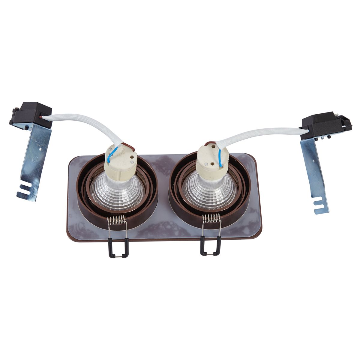 Set van 6 afgeronde inbouwspots donkerbrons GU10 50mm draai- en kantelbaar IP44 2-lichts - Alberto