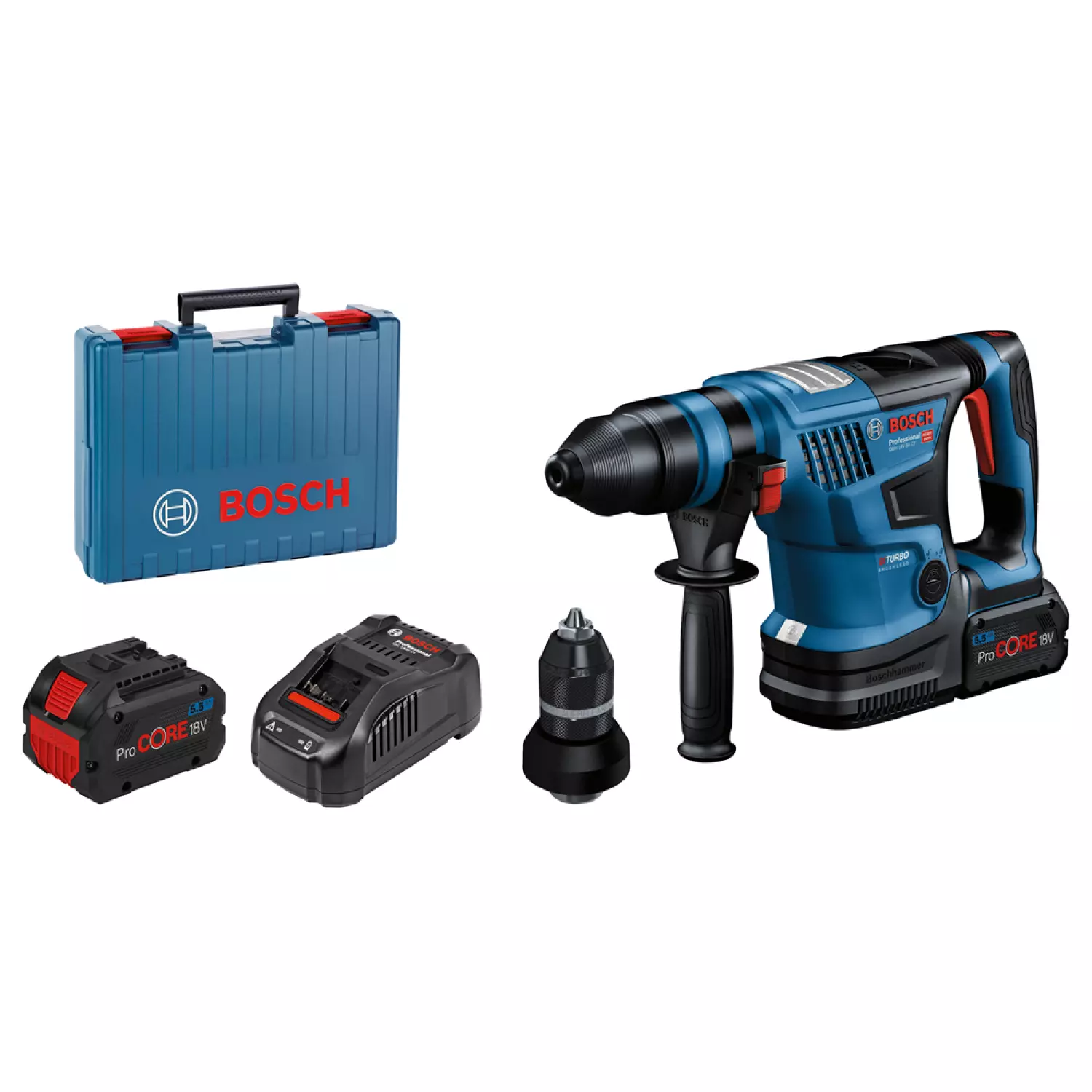 Bosch GBH 18V-34 CF 18V Li-Ion accu BiTurbo SDS-Plus boorhamer set (2x 5,5Ah) in koffer - 5,8J - koolborstelloos