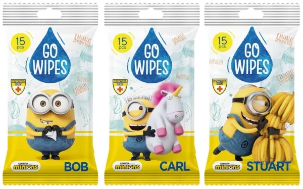 EURUS OTHERS GoWipes Minions vådservietter - blandede mønstre 1 stk. 15 stk
