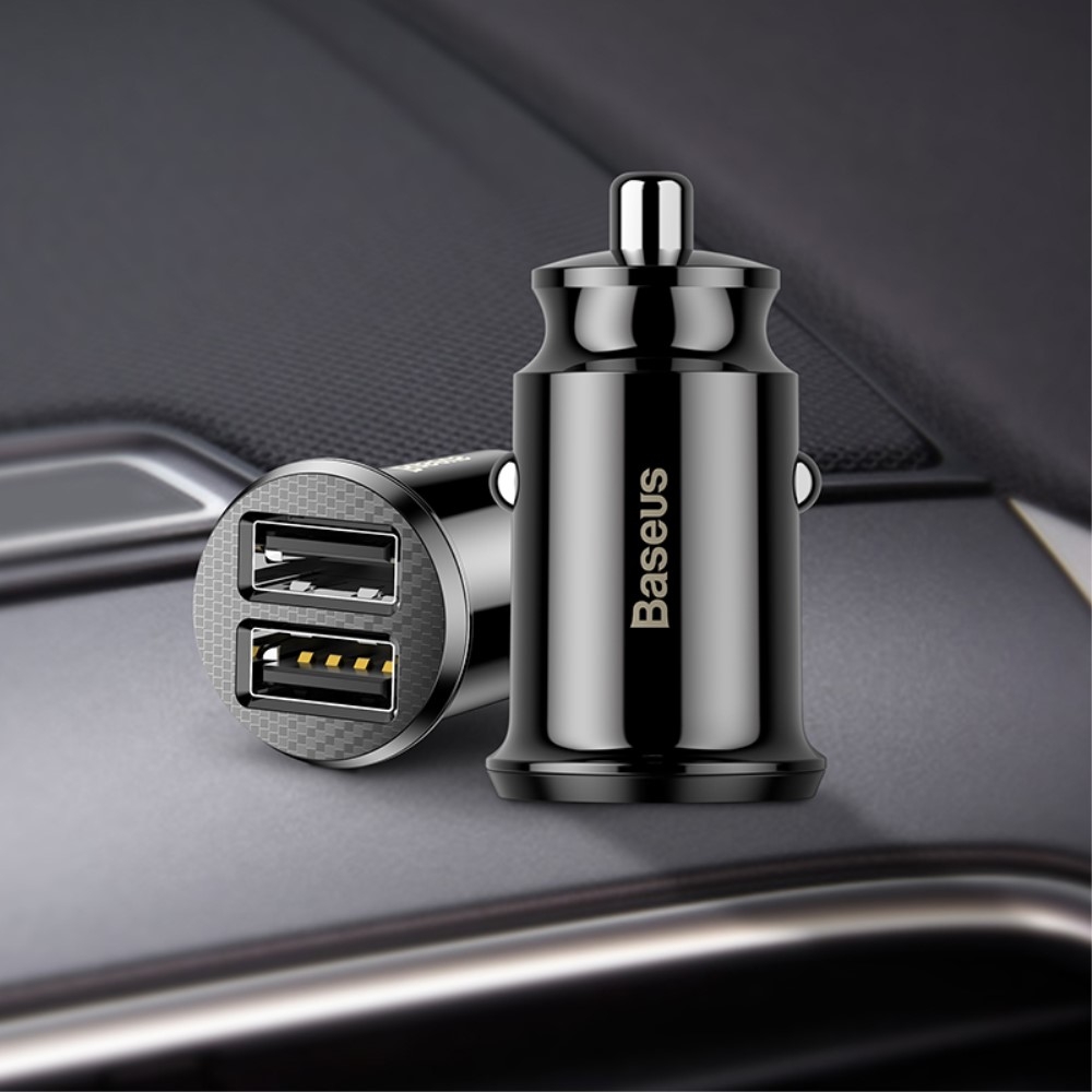 Universal Mini Dual USB Auto KFZ Ladegerät Quick Charge (3.1A) - Schwarz