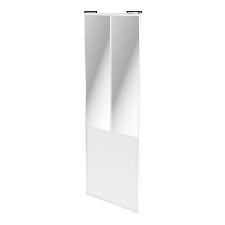 Porte de placard coulissante atelier blanc profil blanc GoodHome Arius H. 248,5 x L. 91.2 cm + amortisseurs