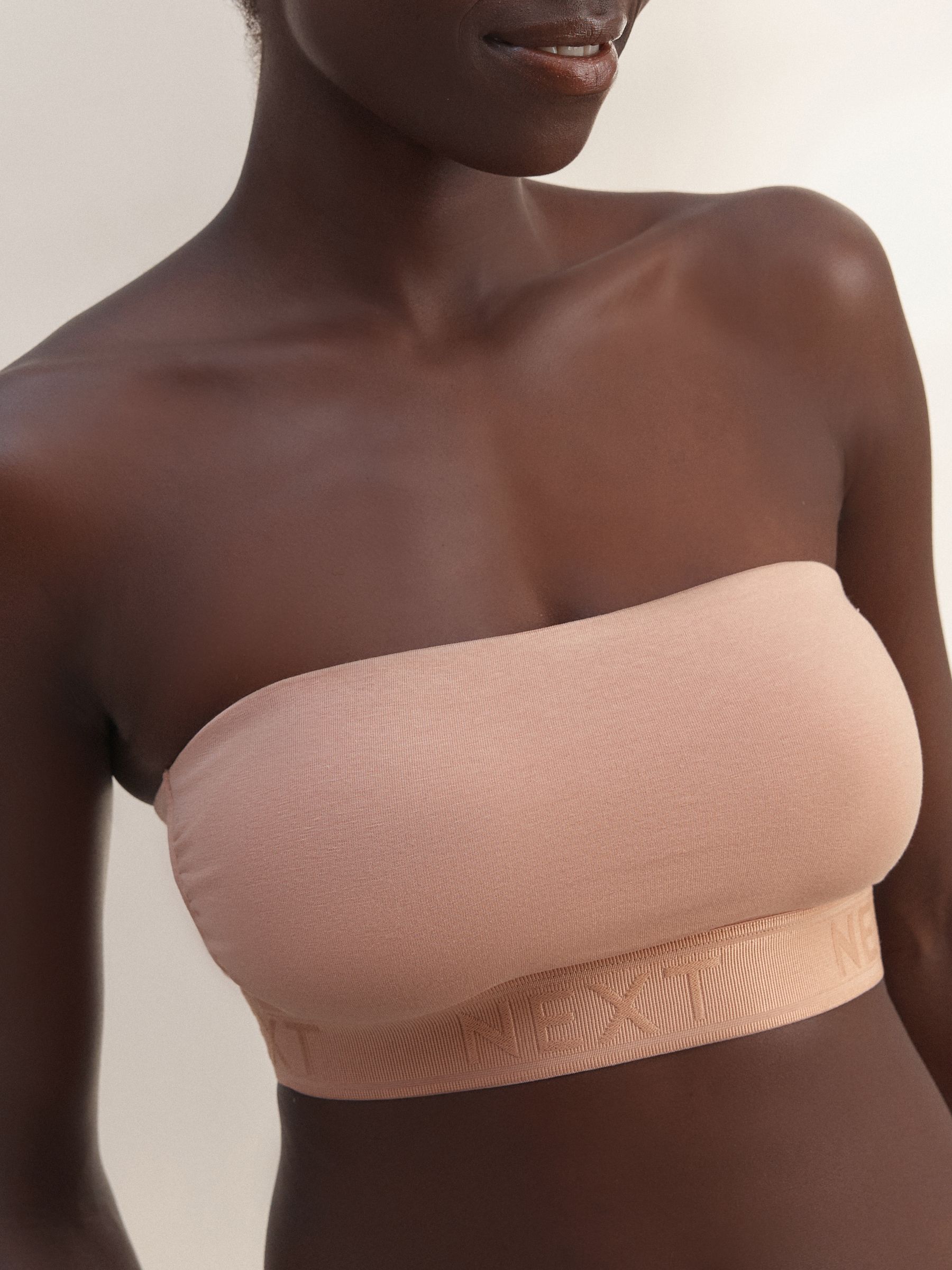 Wit/roze/kaki - Verpakking van 3 katoenrijke bandeau ultimate comfort beha's