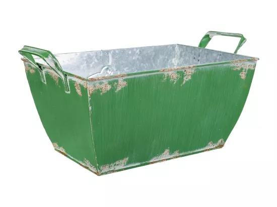 Macetero en métal vert 35/29.5x19.5x14.5/17.5h b:22.5x13