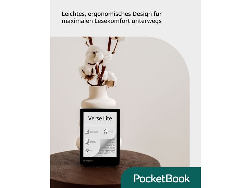 PocketBook E-Book Reader Verse Lite Midnight Grey 6 Zoll E-Book Reader mit 8 GB Speicher und E-Ink Carta Bildschirmtechnologie