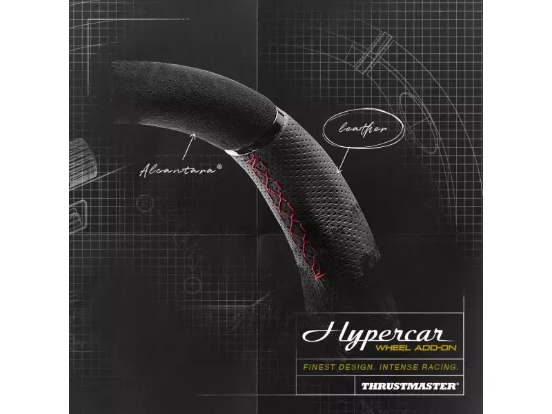Thrustmaster Hypercar Wheel Add-On, Rat, PC, PlayStation 4, PlayStation 5, Xbox, Xbox One, Sort, Sølv, Alcantara, Læder, Thrustmaster T818, T598, Windows 10, Windows 11