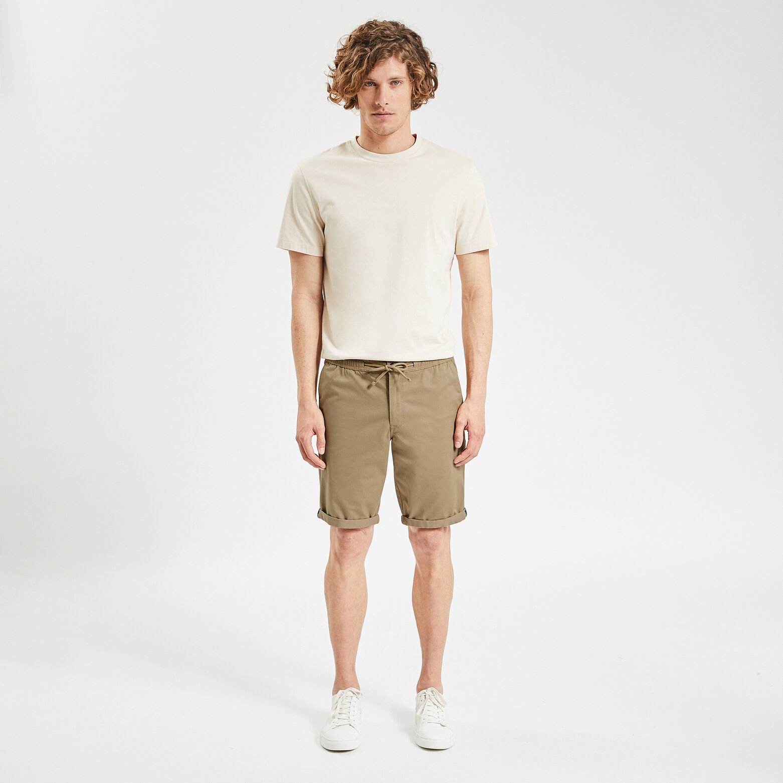 Bermuda chino taille élastiquée Camel
