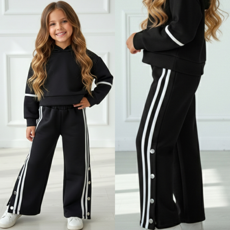 Urban Stripe Girls Set - Zwart