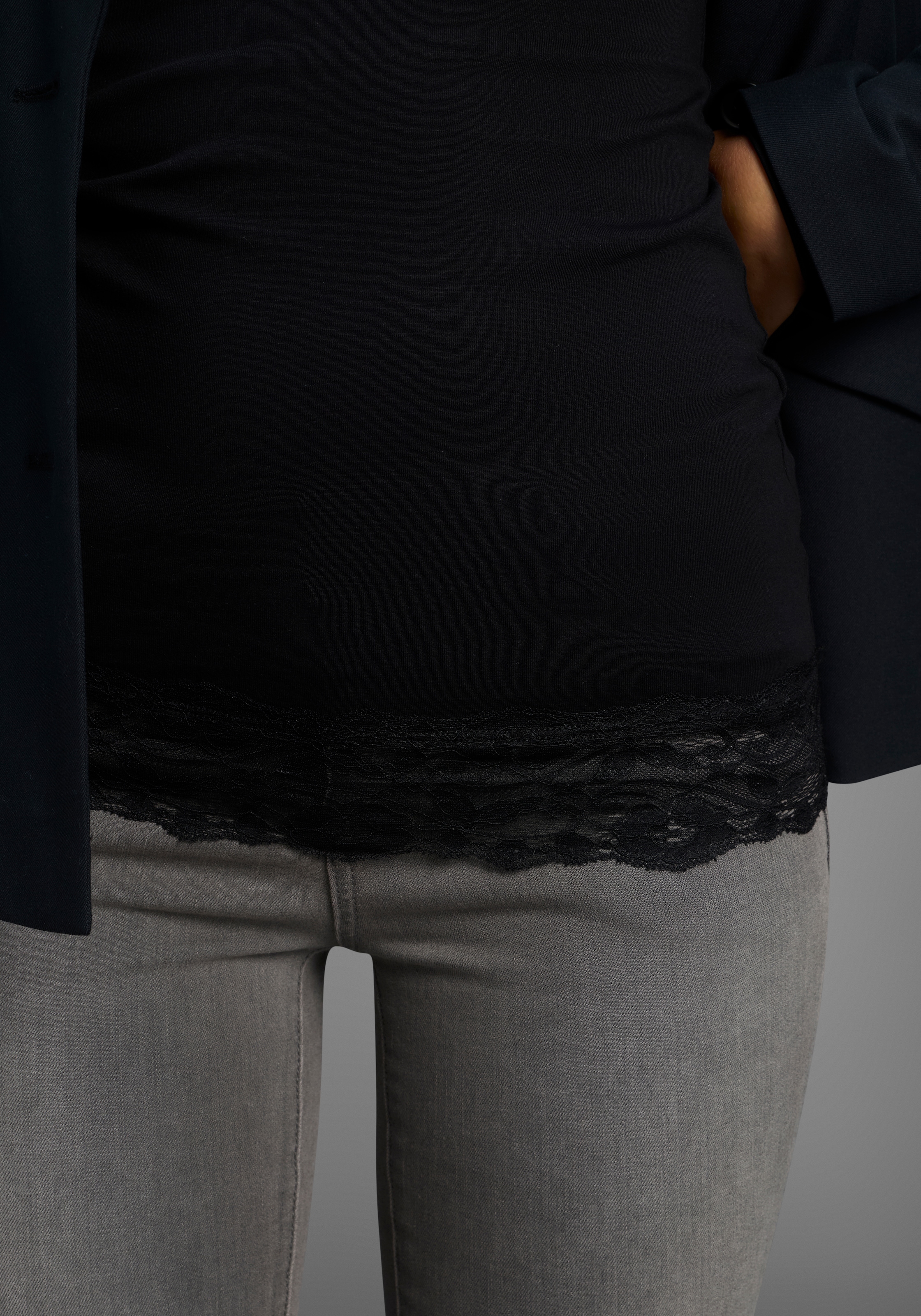 AJC Longshirt , Langarm,  figurbetonter Schnitt,  unifarben,  Rundhalsausschnitt