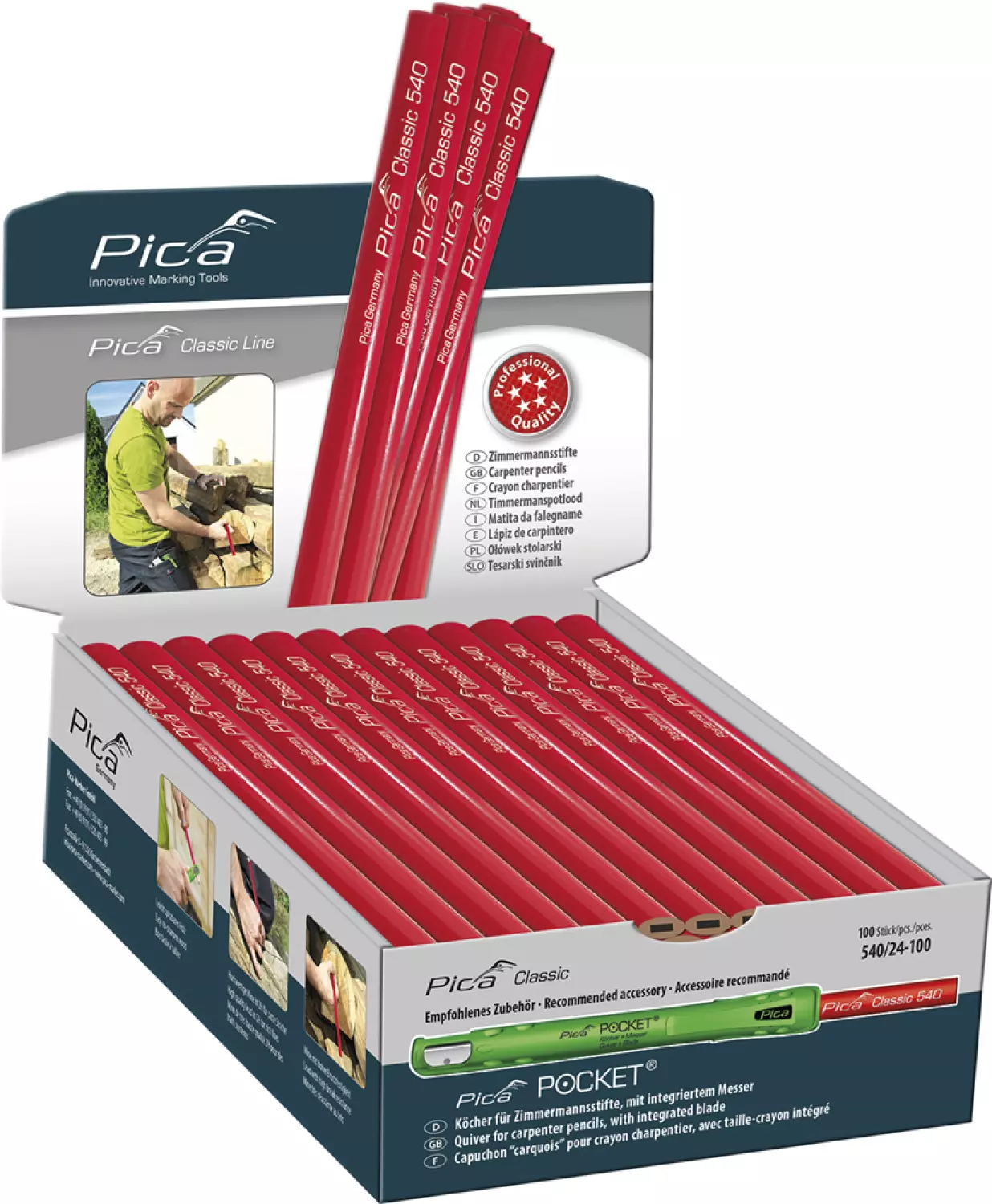 Pica 5PI54024-10 Classic Timmermanspotlood - 240mm - Grafiet (10st.)