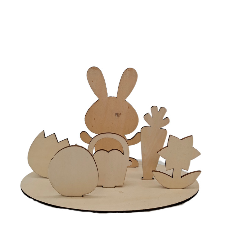 (7-tlg. Set) Holz Oster Deko do it yourself Accessoire für Ostern - Natur Braun