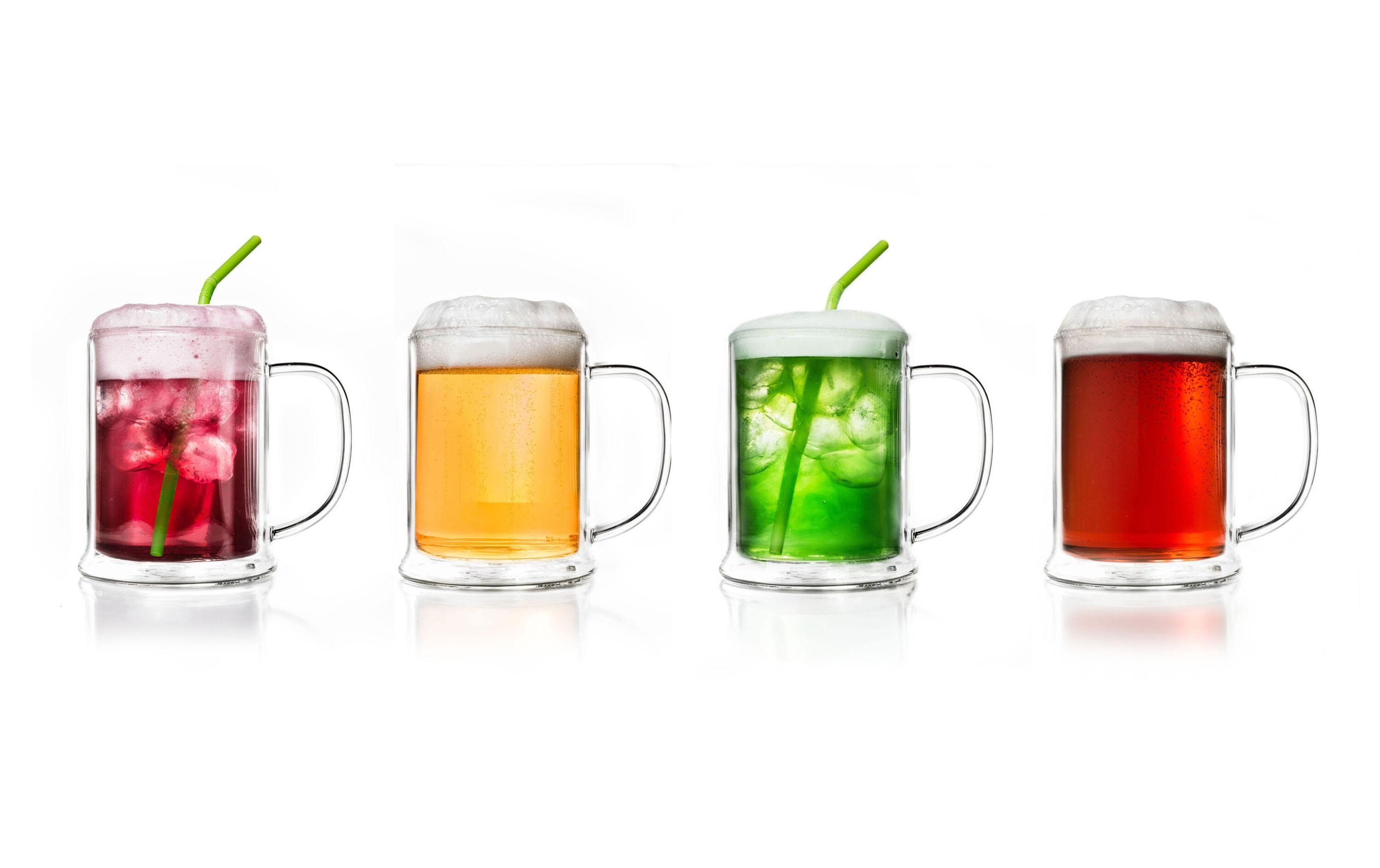 Bierglas 500 ml, 1 Stück, TransparentDoppelwandiger Bierkrug aus Thermoglas
