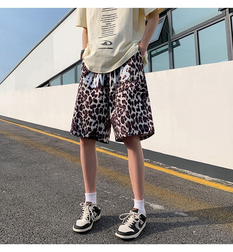 Diphon - Shorts met trekkoord en luipaardprint