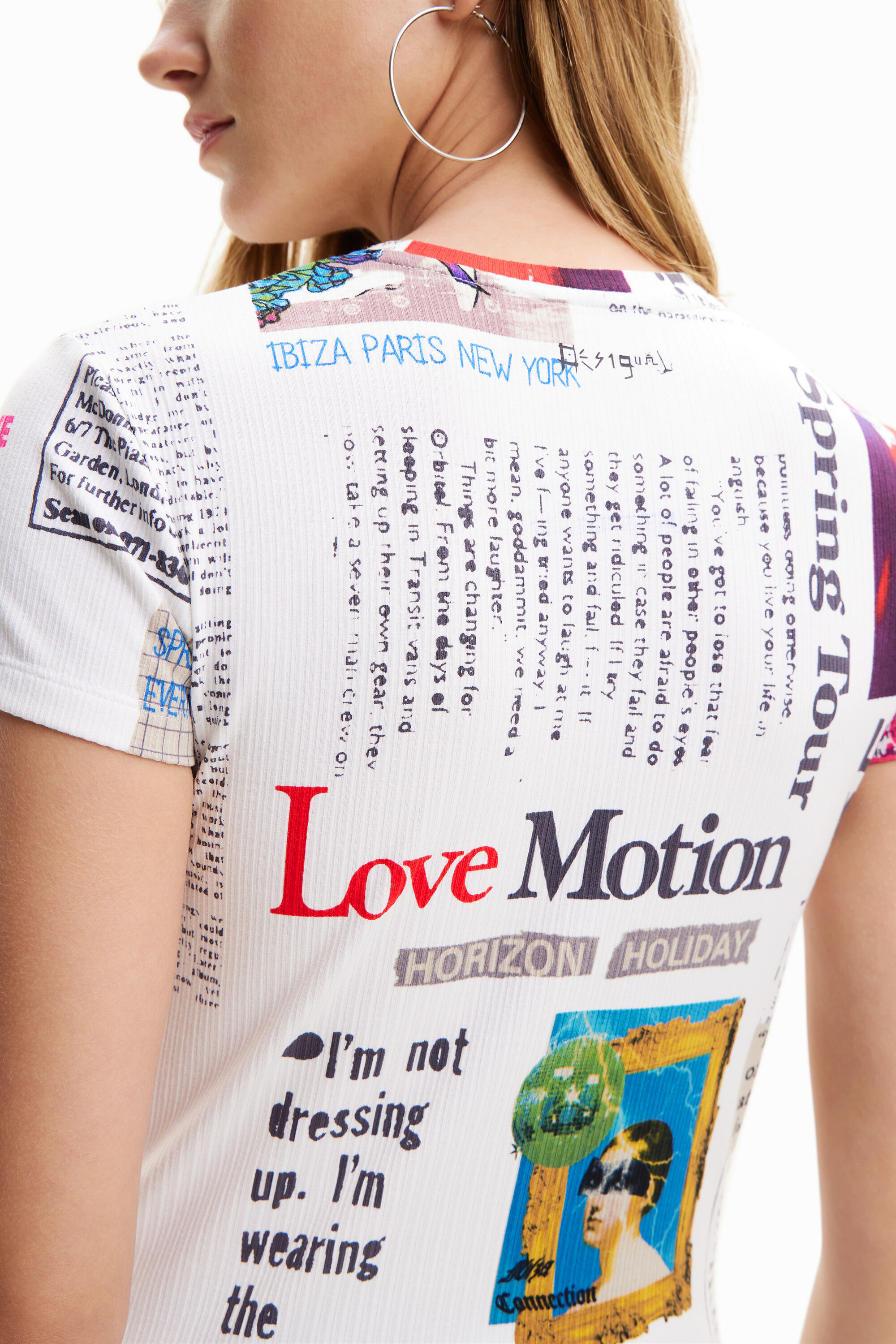 T-shirt journal tissu côtelé