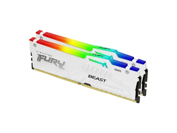 Kingston FURY Beast RGB - DDR5 - sæt - 64 GB: 2 x 32 GB - DIMM 288-PIN - 6000 MHz / PC5-48000 - CL30 - 1.4 V - ikke bufferet - on-die ECC - hvid