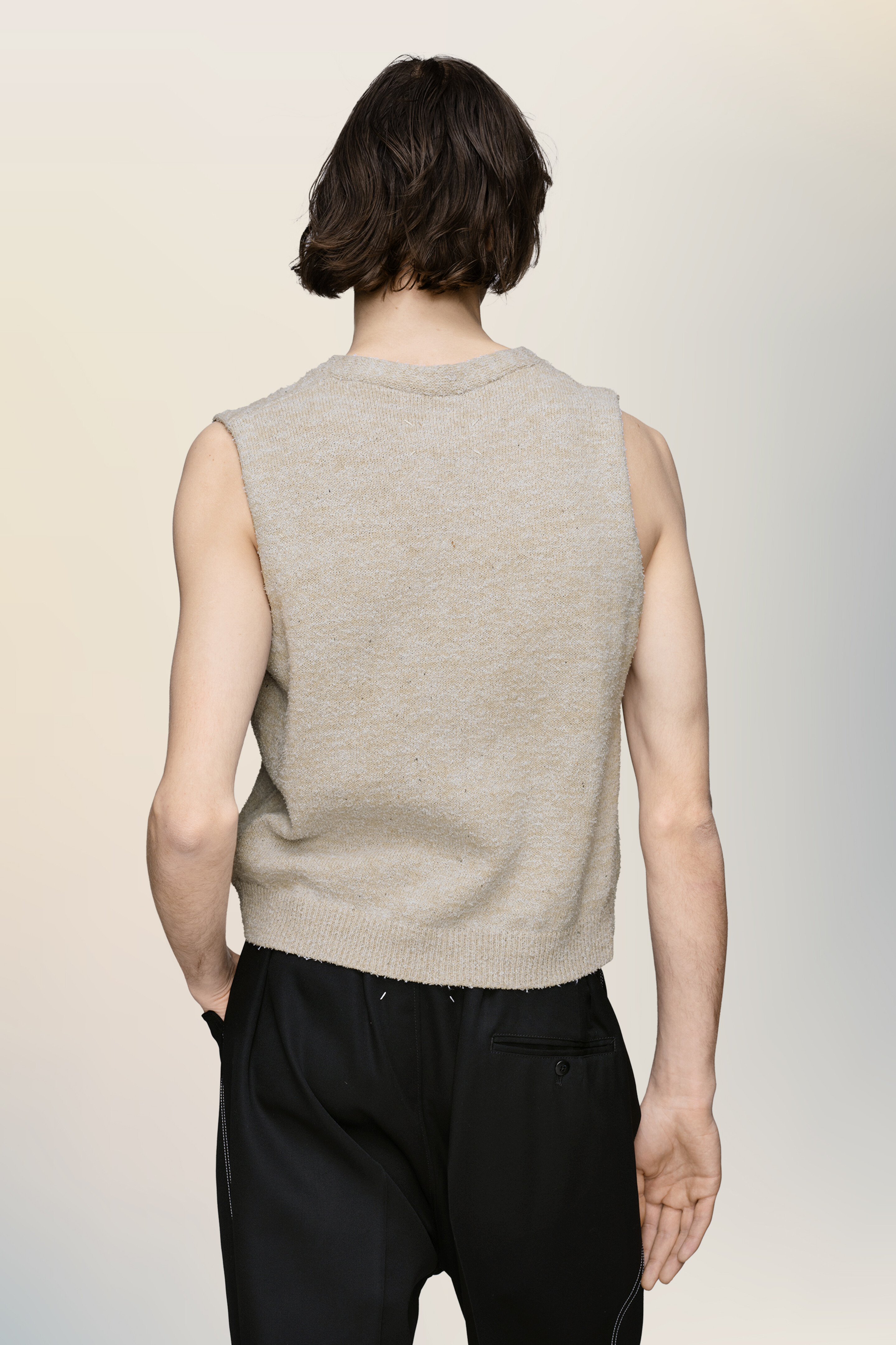 Gilet en maille bleu en coton pour homme