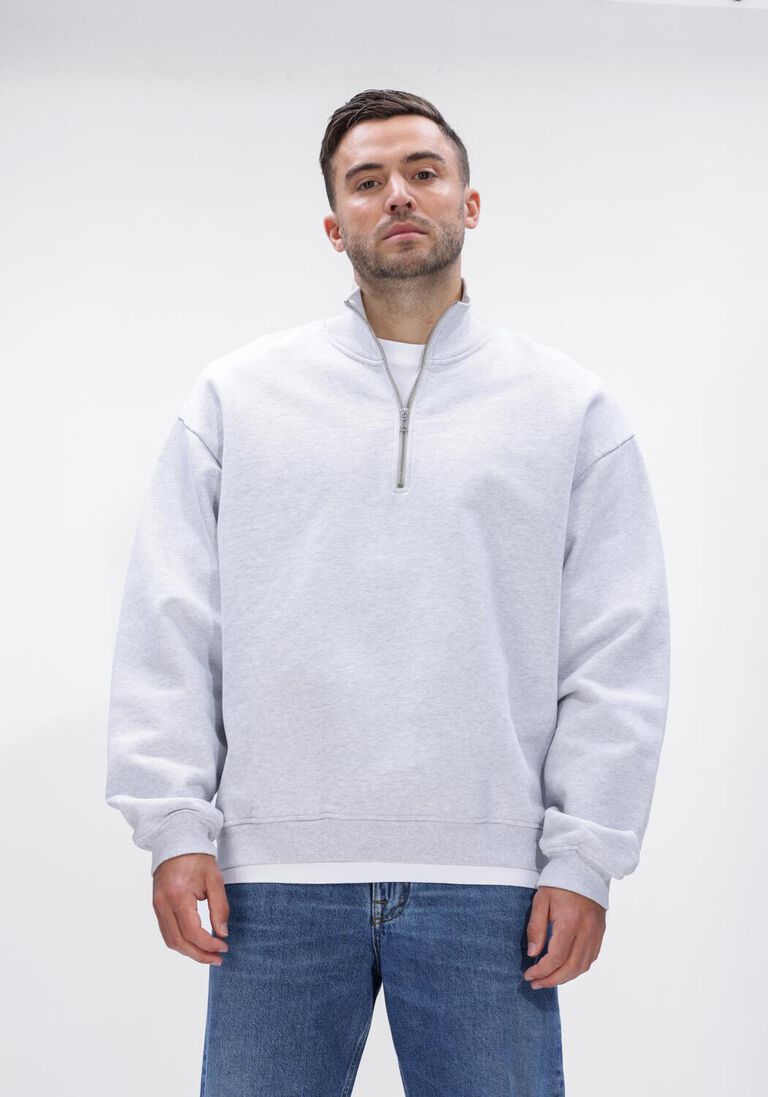 lichtgrijze the savage report sweater half zip