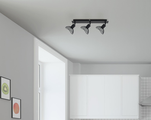 Wandspot FLAIR, 3-lichts, B 45,5 cm, zwart