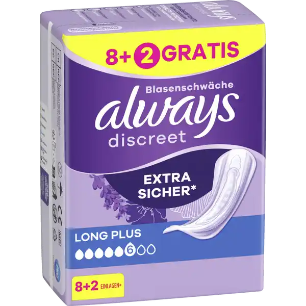 Discreet Inkontinenz Long Plus 8+2