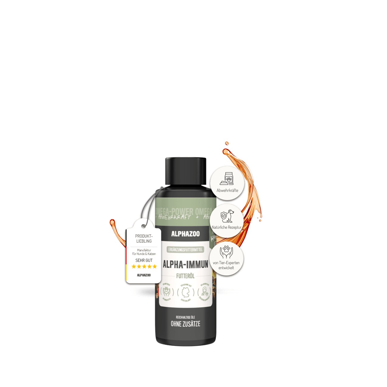 ALPHAZOO Alpha-Immun Futteröl für Hunde und Katzen 250 ml