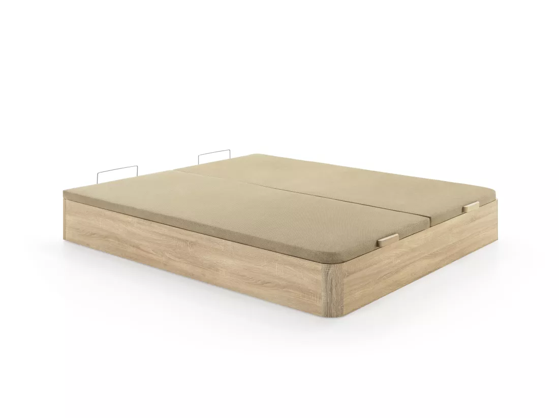 Ensemble 180 x 200 cm sommier coffre naturel clair + matelas hybride anti-feu ressorts ensachés 7 zones et mémoire de forme ép.29cm - SIVA de YSMÉE