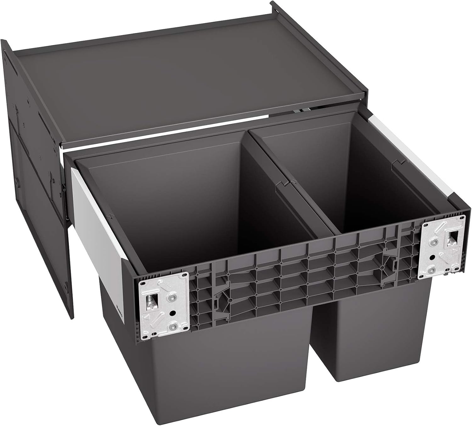 BLANCO SELECT II 60/2 | Abfall Müllsystem | für 60 cm breite Unterschränke | Auszugssystem zur Frontanbindung | 1 x 30 Liter und 1 x 19 Liter Eimer | 400mm Auszugstiefe | [56,8x40x36,1 cm]