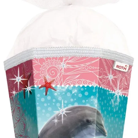 Roth Schultüte Delfin mit Seesternen Glitzer 85 cm 6-eckig