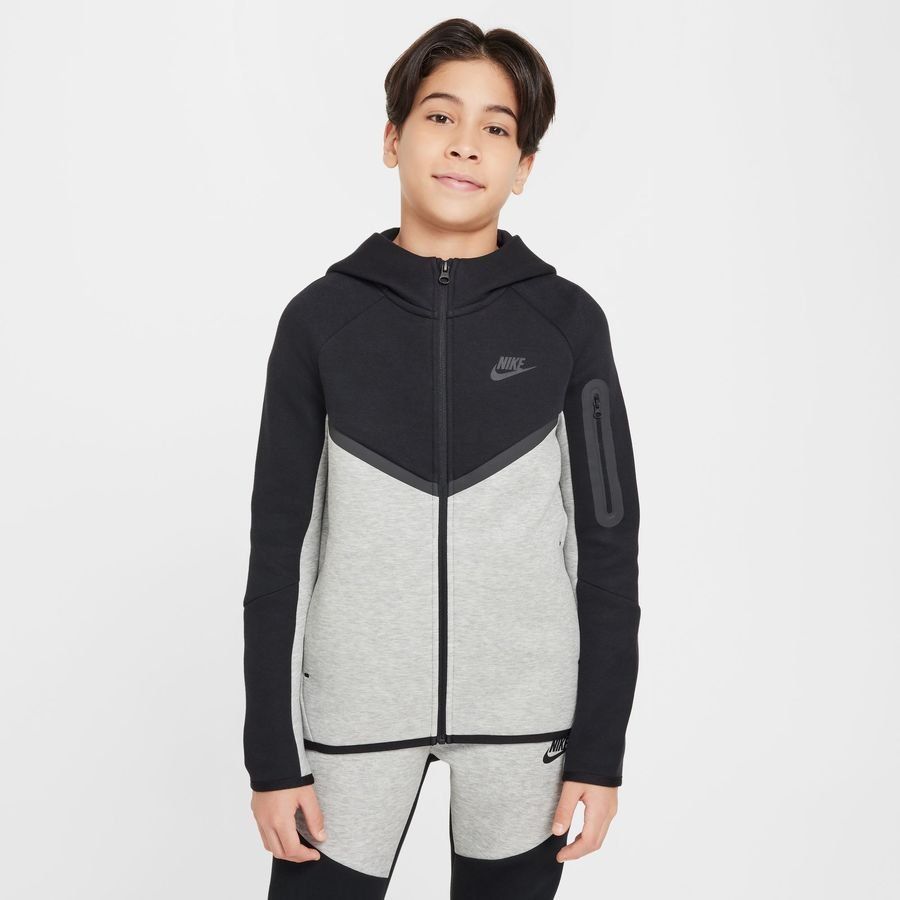 Nike Sweat à Capuche NSW Tech Fleece FZ 24 - Gris/Noir Enfant
